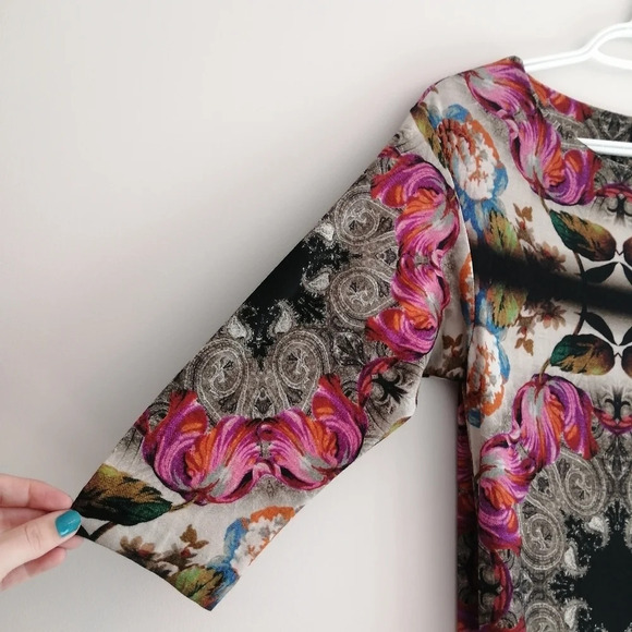 ETRO Wool Blend Floral Paisley Art to Wear 3/4 Sleeve Sheath Dress 44 IT or 8 US - Picture 6 of 16